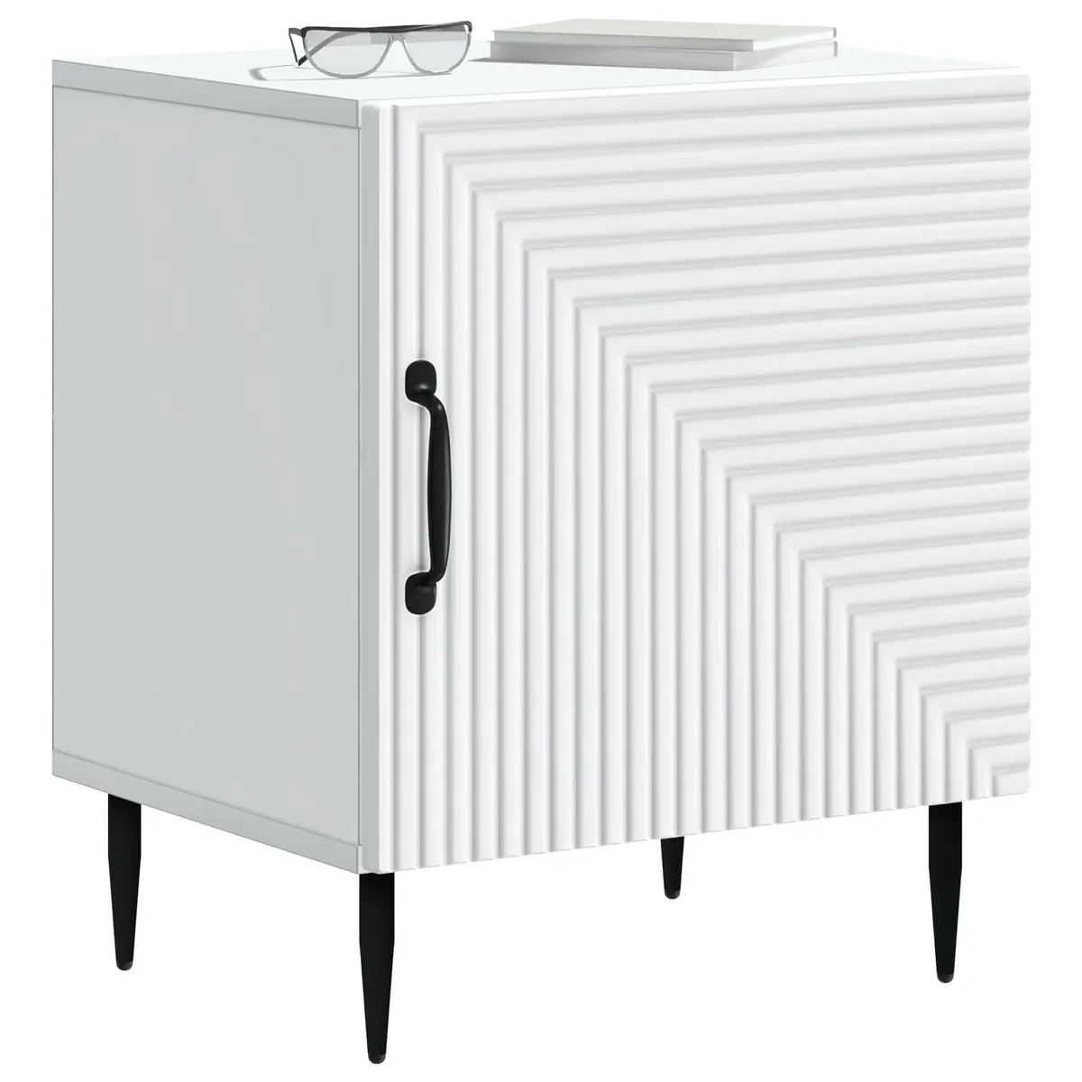 Bedside Cabinet White Modern Bedroom Nightstand Storage Table 43 x 34.5 x 50cm