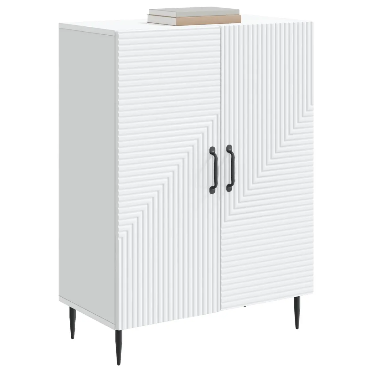 Sideboard White Modern Storage Cabinet Engineered Wood 66 x 34.5 x 89.5 cm