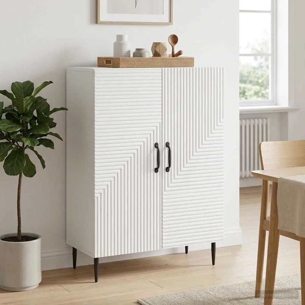 Sideboard White Modern Storage Cabinet Engineered Wood 66 x 34.5 x 89.5 cm