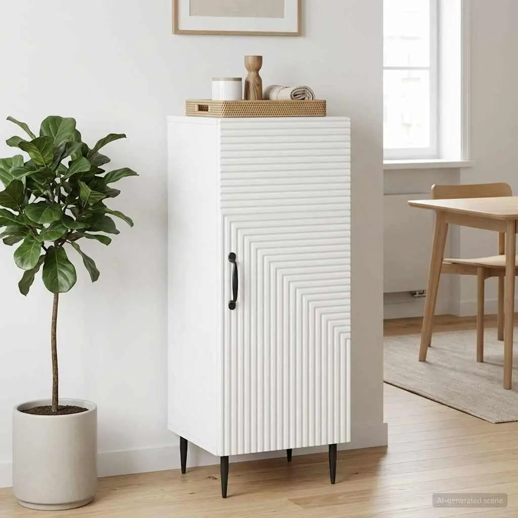 White Sideboard Storage Cabinet Engineered Wood Buffet Furniture Living Room