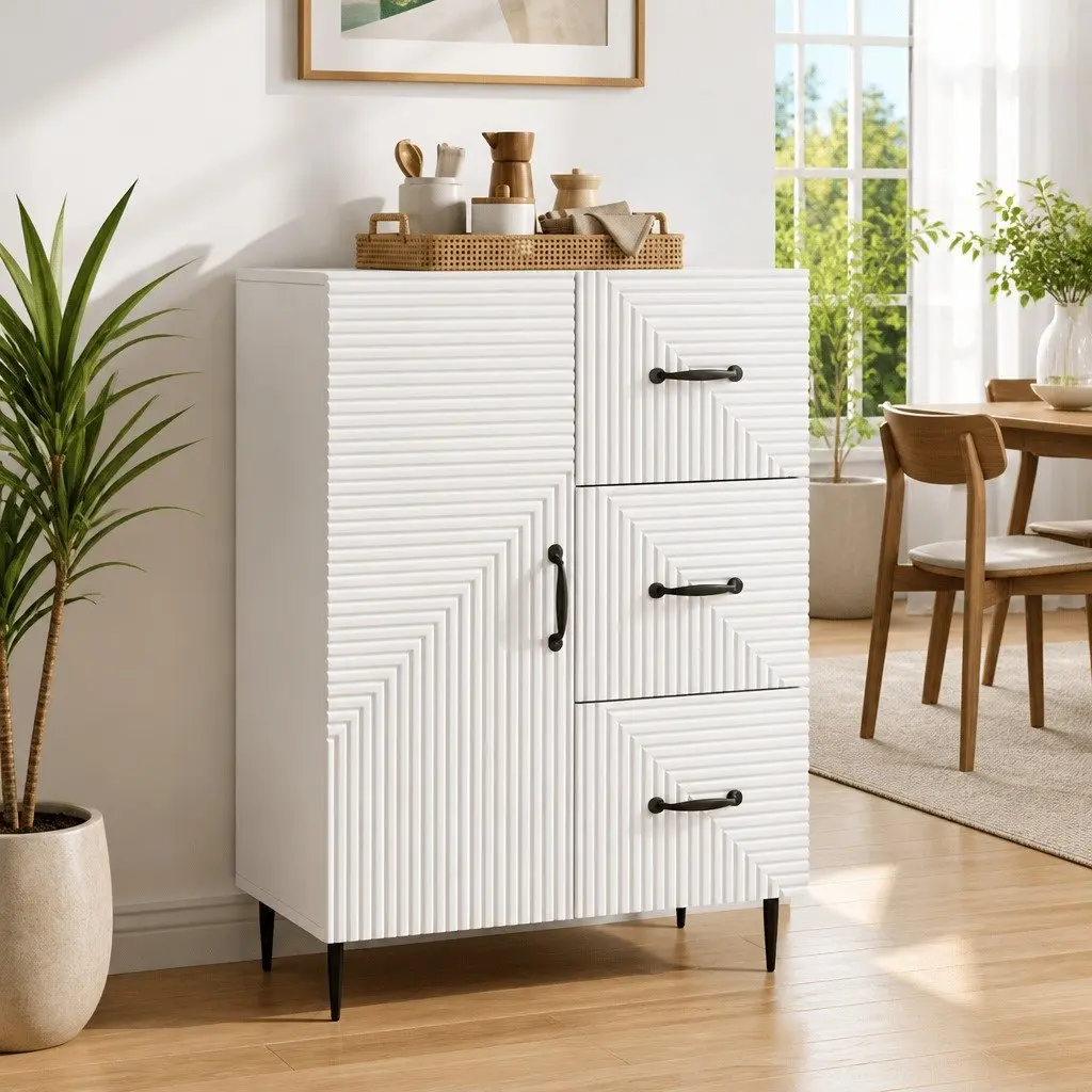 White Modern Storage Sideboard for Living Spaces