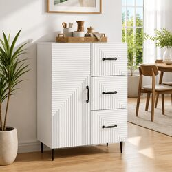 White Modern Storage Sideboard for Living Spaces