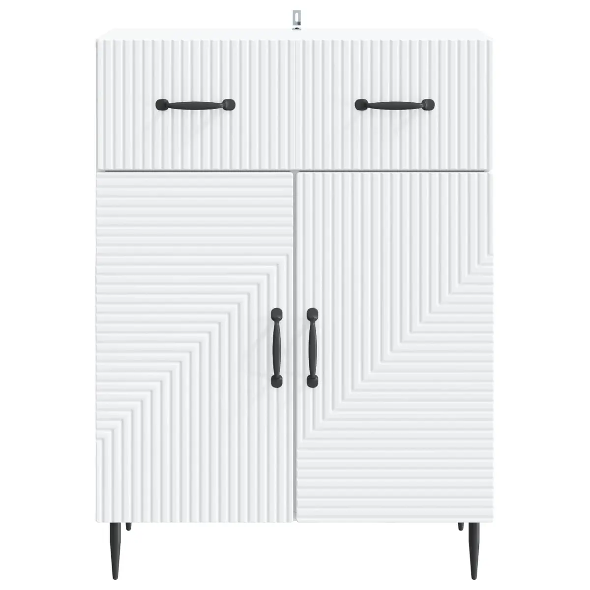 Sideboard White 66 x 34.5 x 89.5 cm Engineered Wood with Metal Legs Modern Storage Cabinet for Living Dining Room