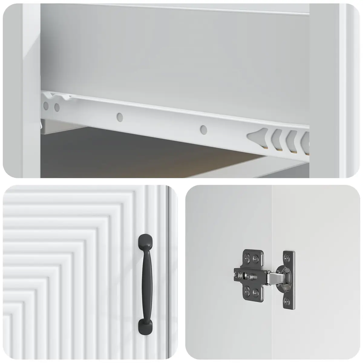 Sideboard White 66 x 34.5 x 89.5 cm Engineered Wood with Metal Legs Modern Storage Cabinet for Living Dining Room