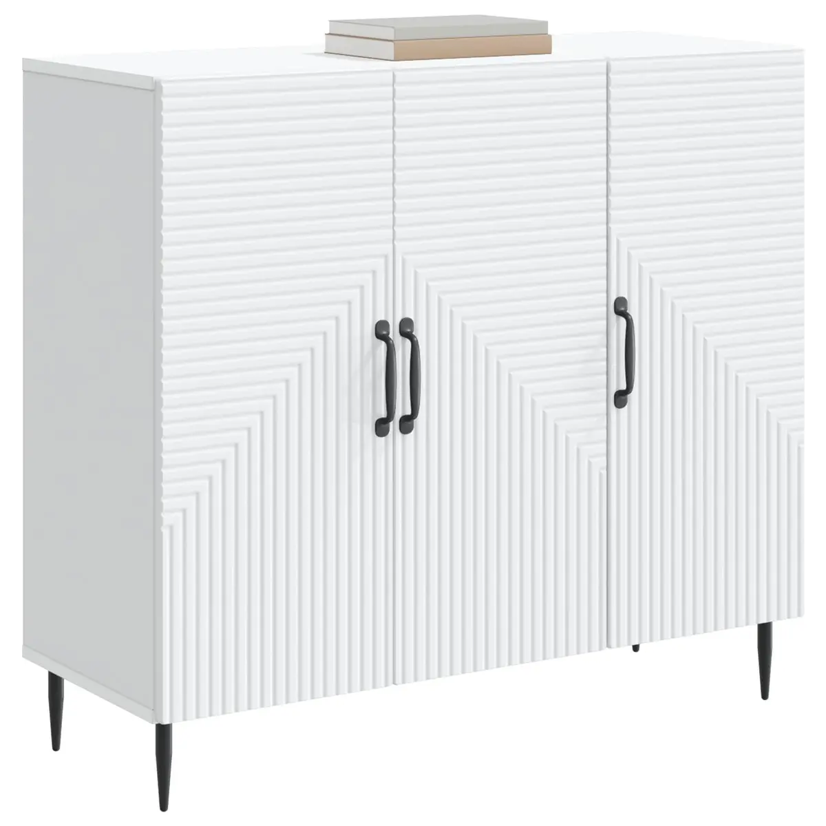 White Engineered Wood Sideboard 89 x 34.5 x 80 cm