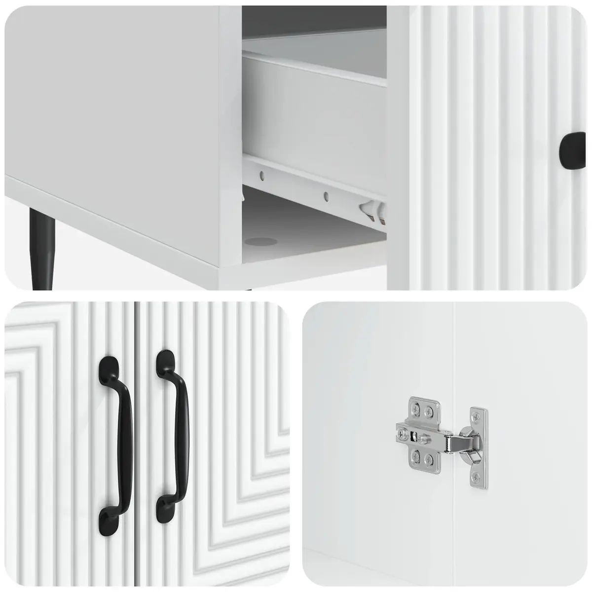 Modern White Sideboard Storage Cabinet Living Room Dining Buffet Engineered Wood