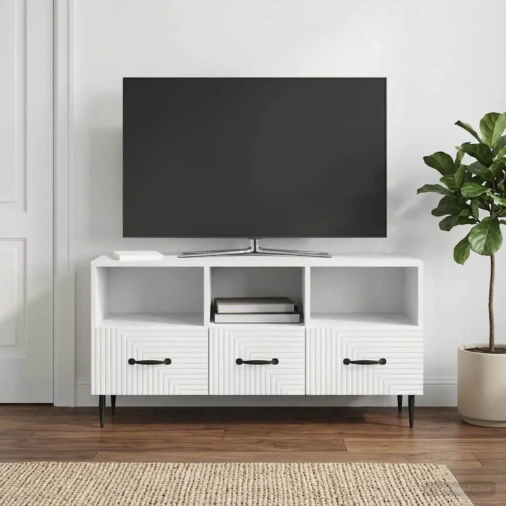 White TV Cabinet with Drawer for Living Rooms