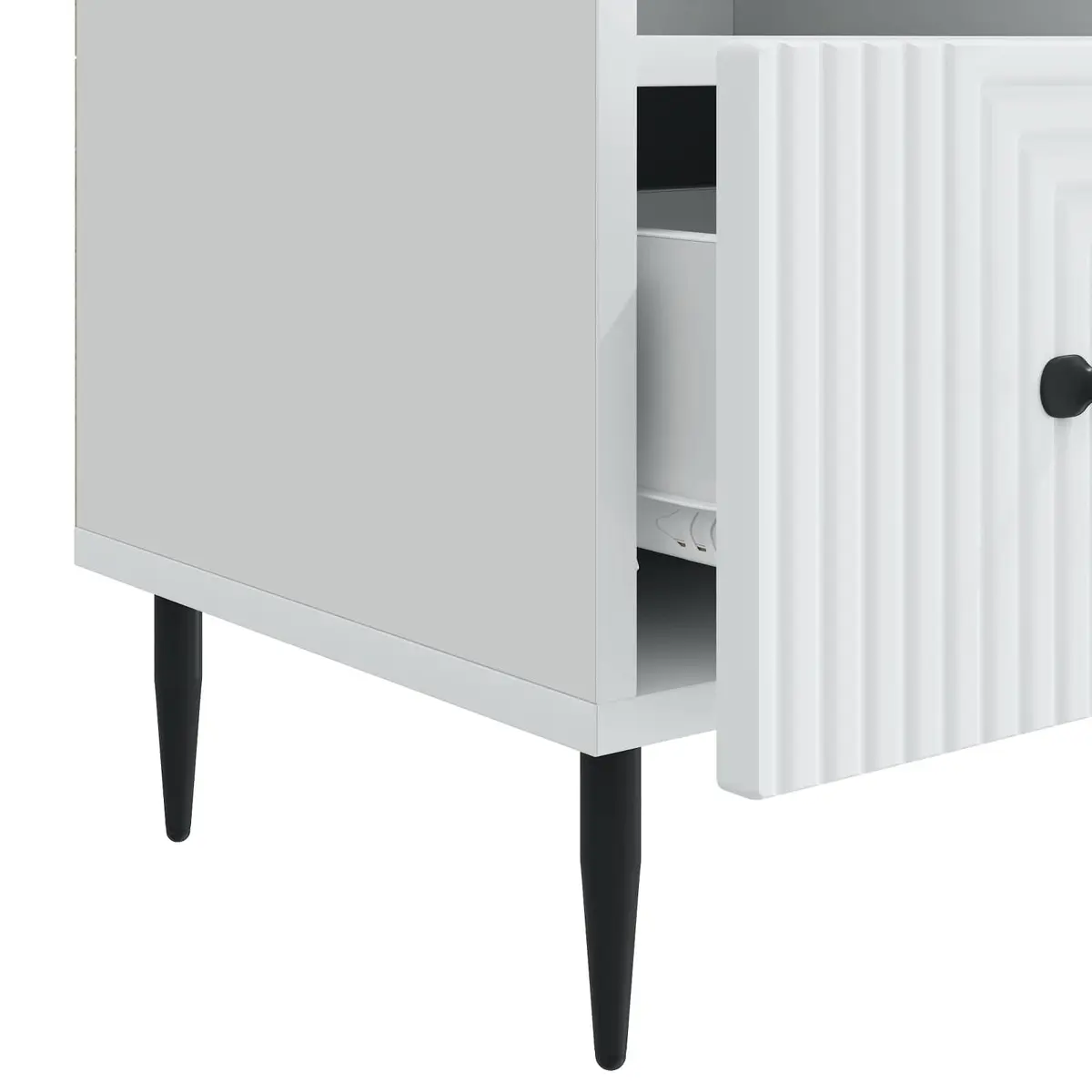 White TV Cabinet with Drawer for Living Rooms