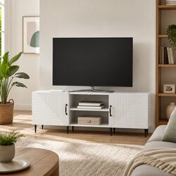 White Engineered Wood TV Cabinet for Stylish Living