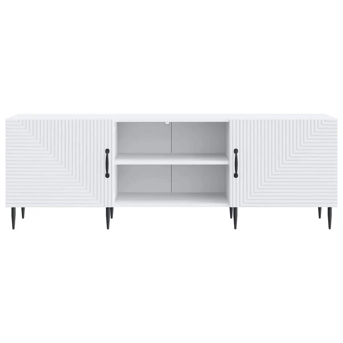 TV Cabinet White Engineered Wood 150 x 31 x 50 cm Lowboard Storage Unit