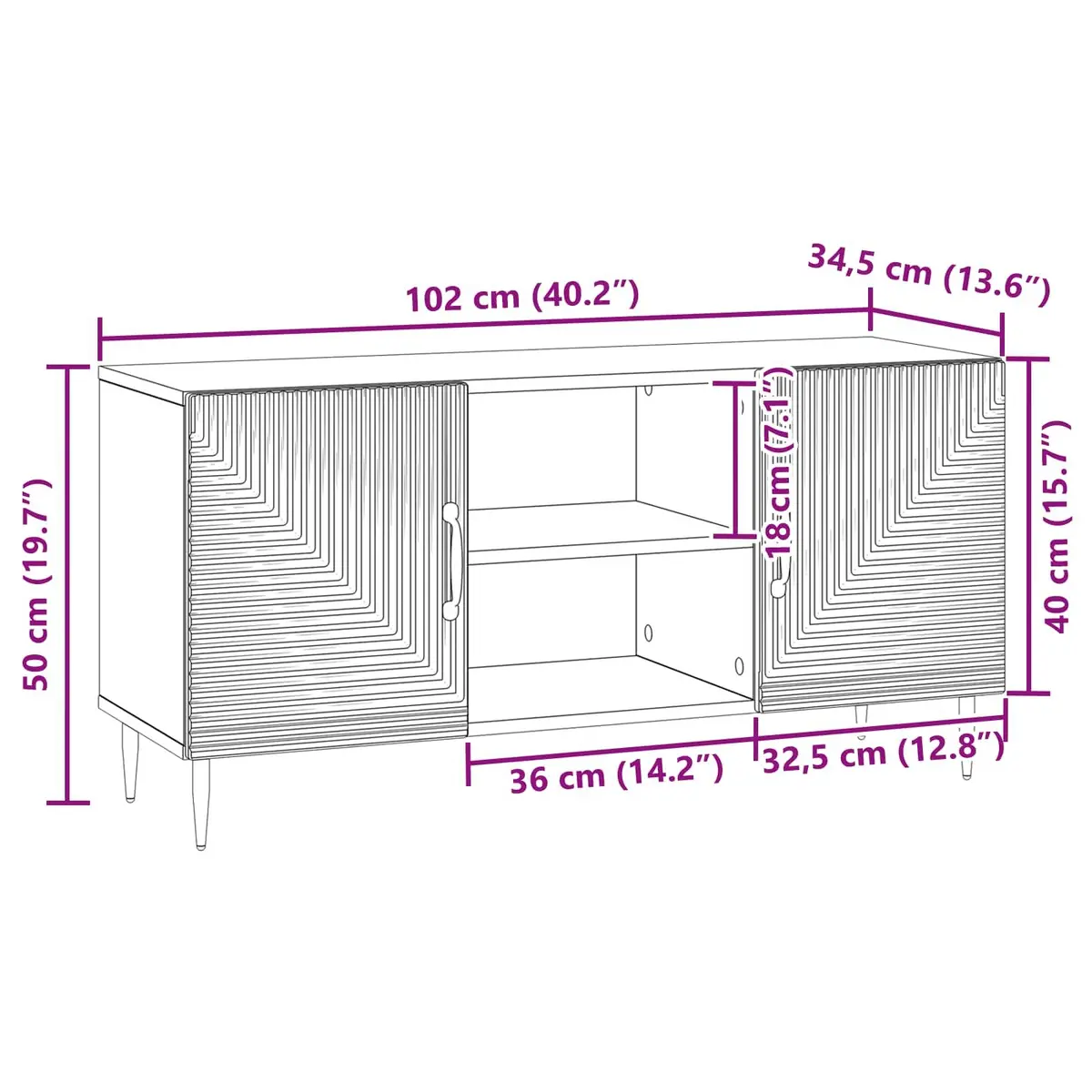 TV Cabinet Vintage Style White 102x34.5x50cm Engineered Wood