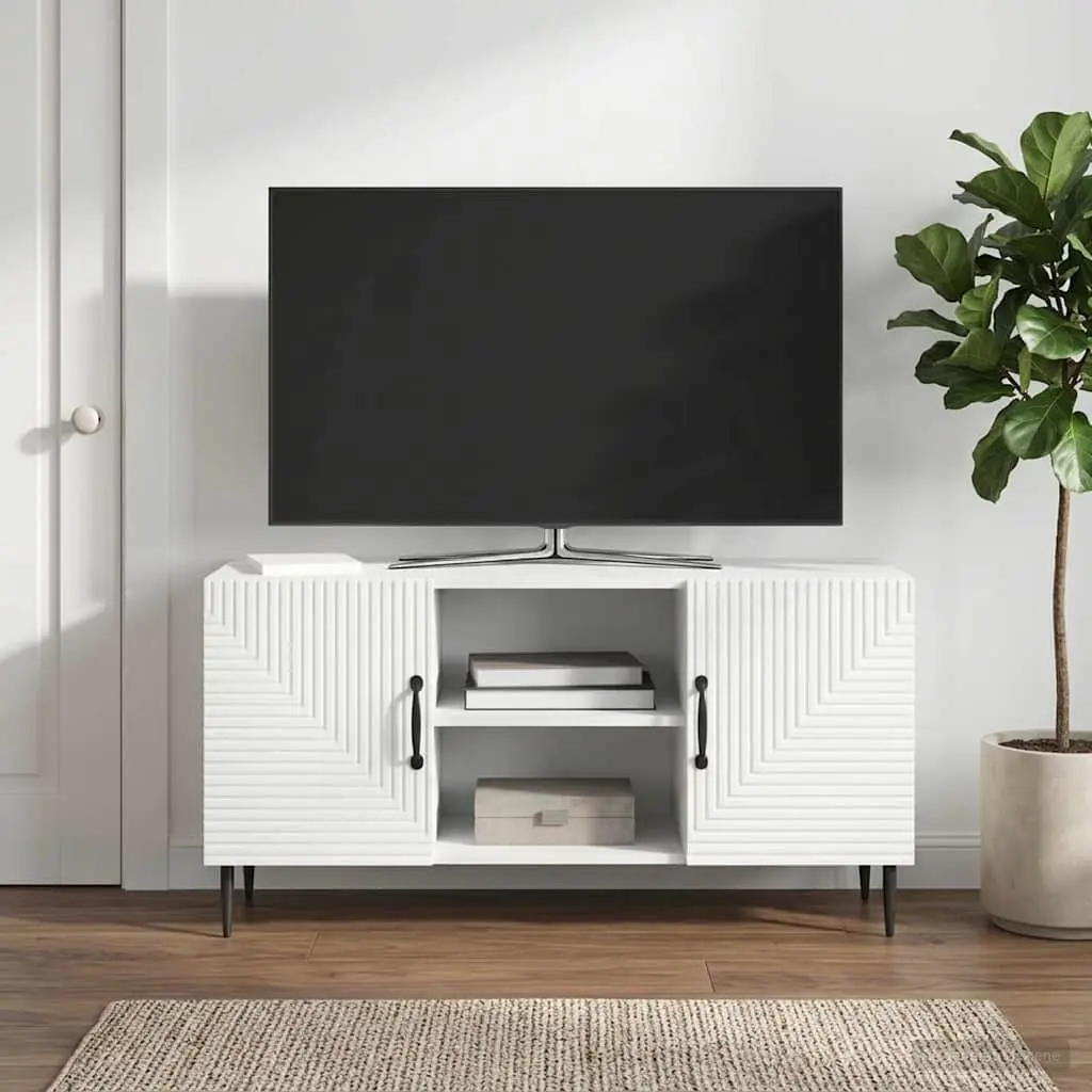 TV Cabinet Vintage Style White 102x34.5x50cm Engineered Wood