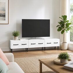 Charming White TV Cabinet with Drawer for Living Rooms