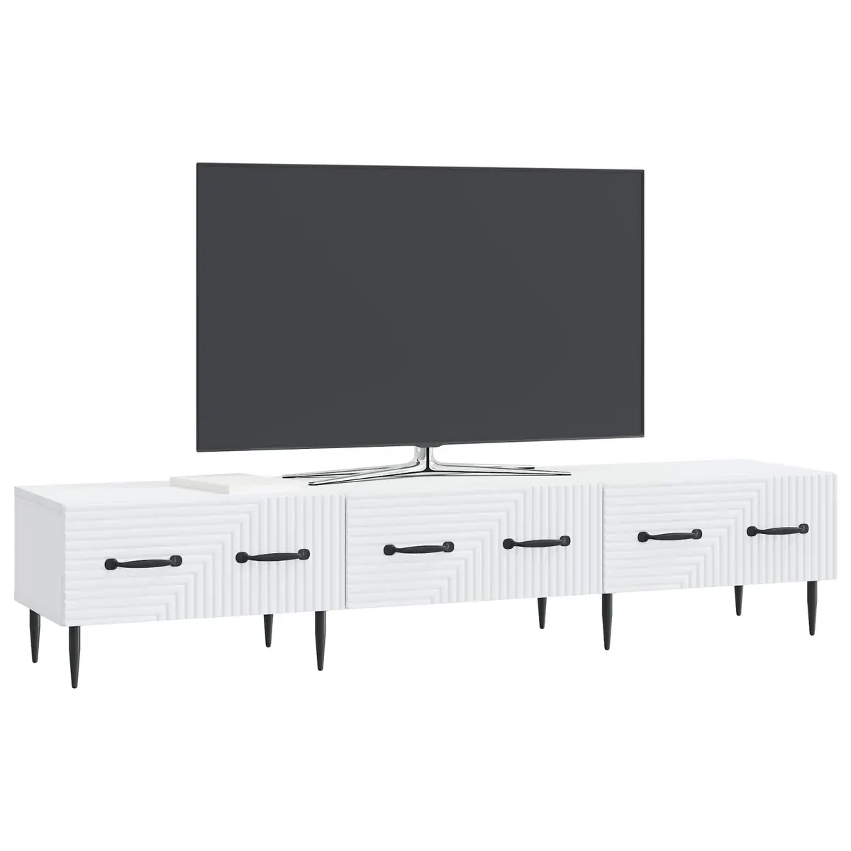 TV Cabinet with Drawer White Living Room Storage Unit Modern Vintage Design