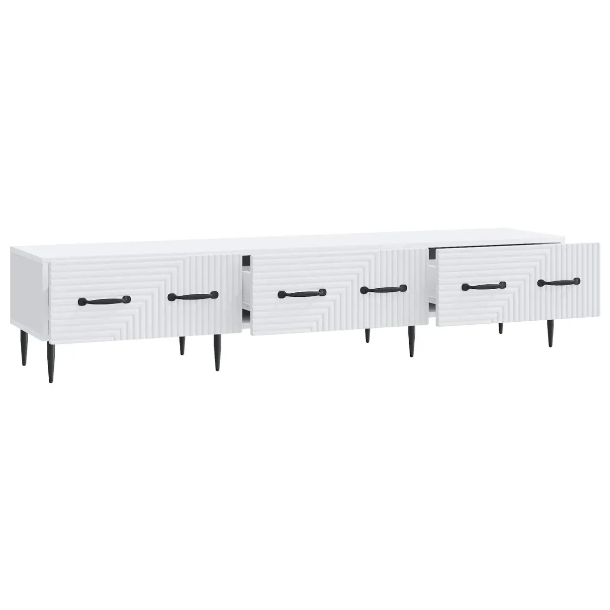 TV Cabinet with Drawer White Living Room Storage Unit Modern Vintage Design