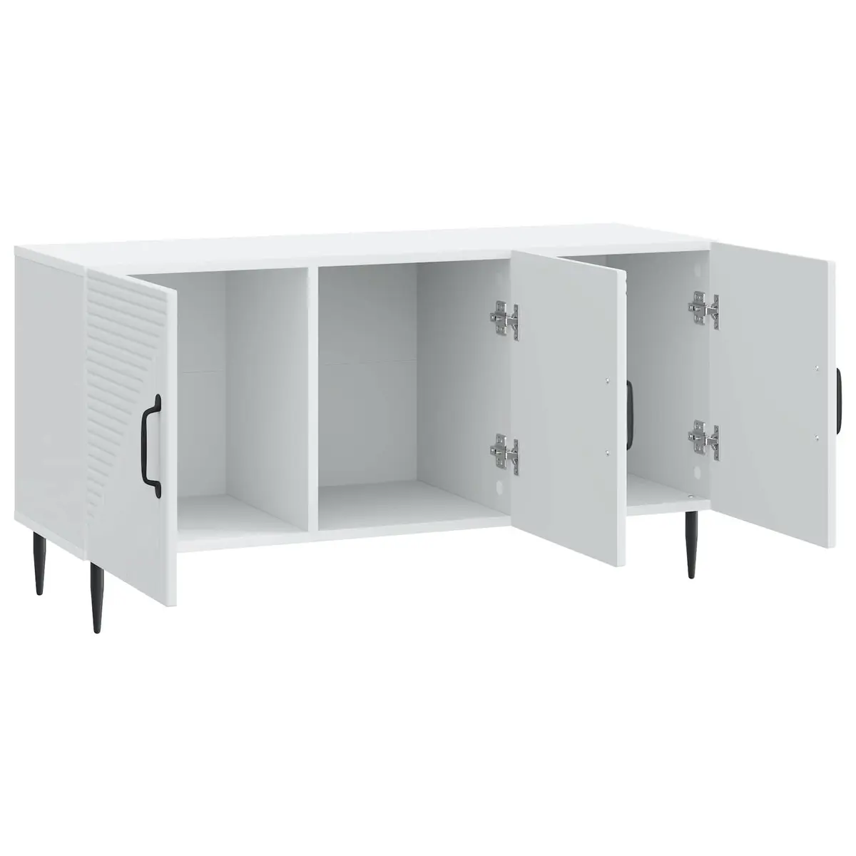 White TV Cabinet Low-Profile Entertainment Unit Storage Engineered Wood 99cm