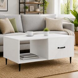 White Rectangular Coffee Table for Modern Living Spaces