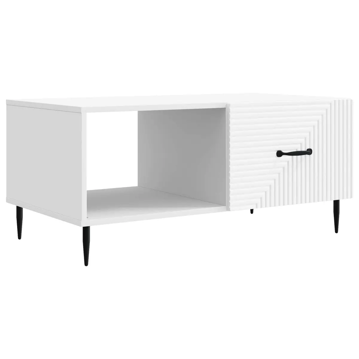 Coffee Table White Rectangular Modern Living Room Storage Accent Furniture