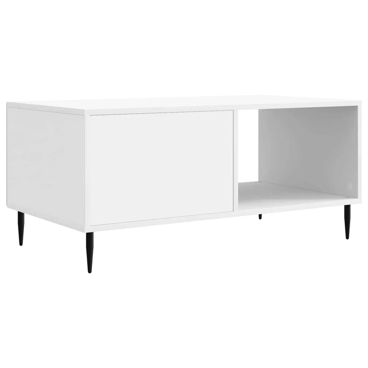 Coffee Table White Rectangular Modern Living Room Storage Accent Furniture