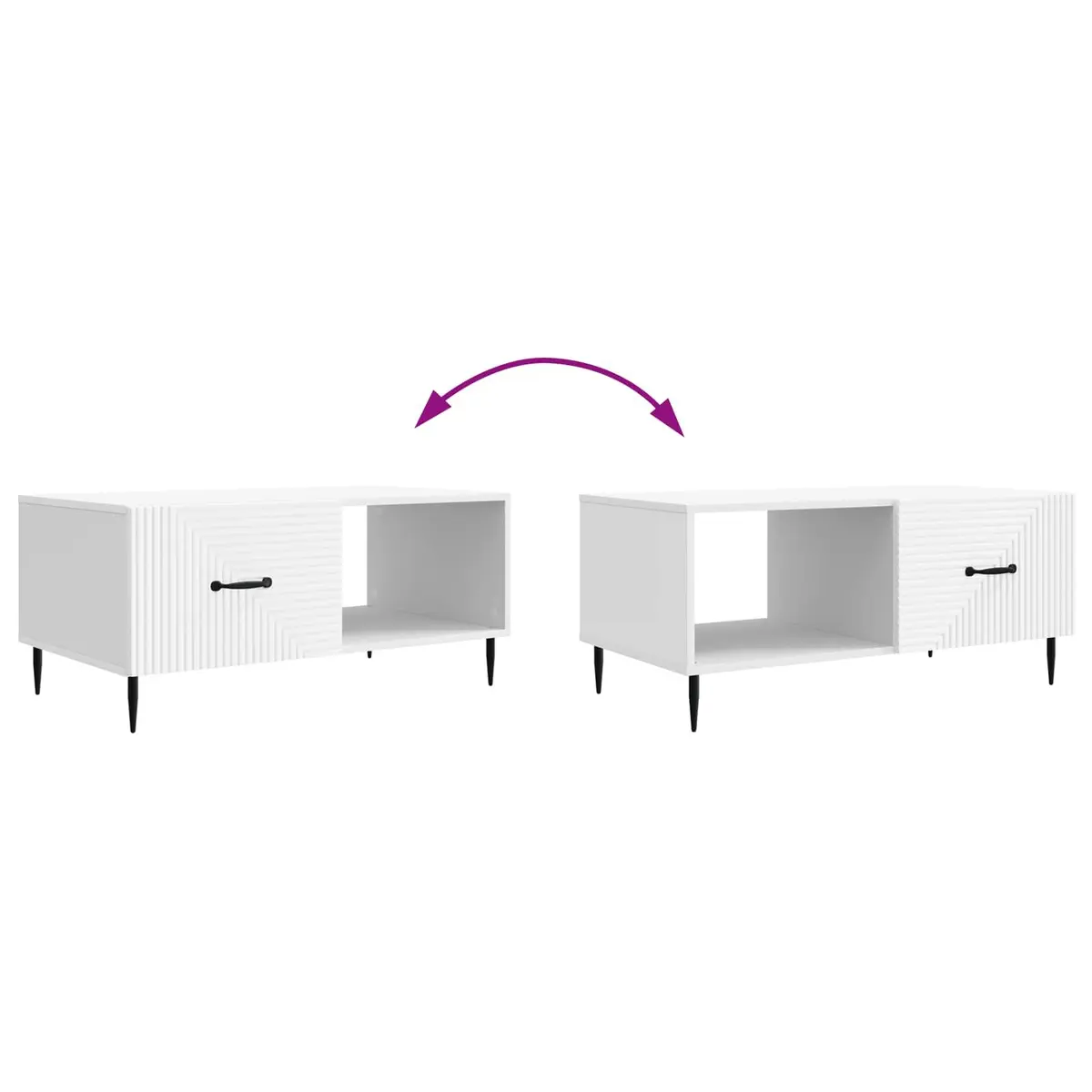 Coffee Table White Rectangular Modern Living Room Storage Accent Furniture