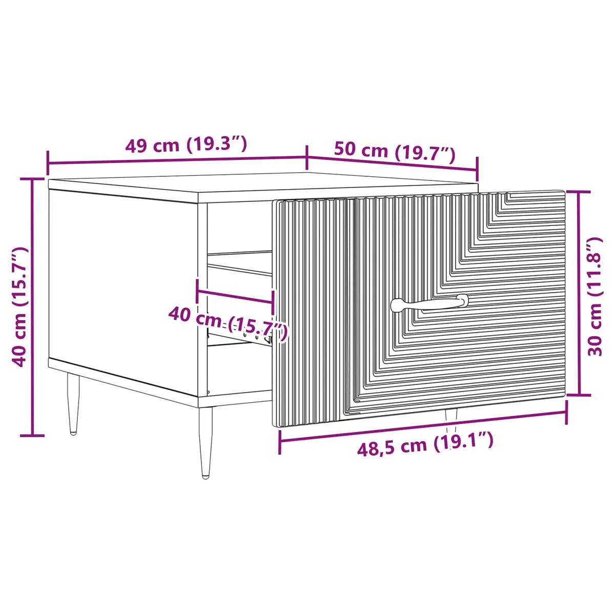 White Engineered Wood Coffee Table with Drawer