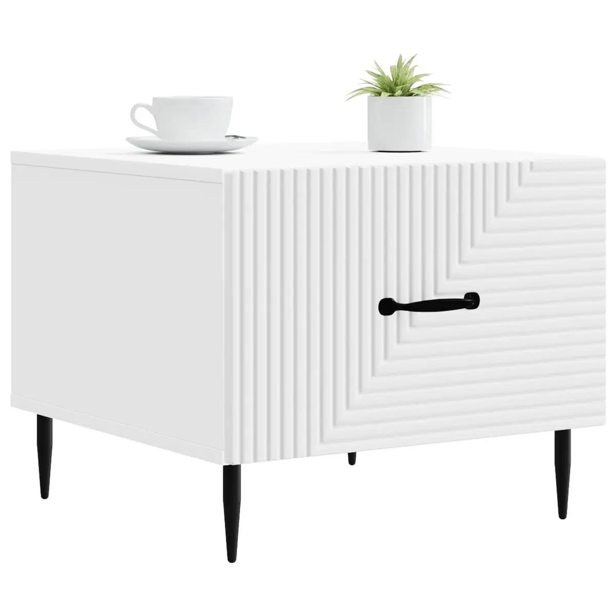 White Engineered Wood Coffee Table with Drawer