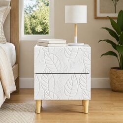 Compact White Nightstand with Storage Drawer