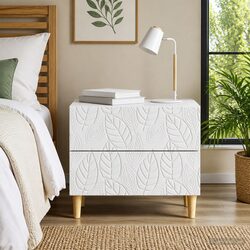 Modern White Bedside Table with Drawers