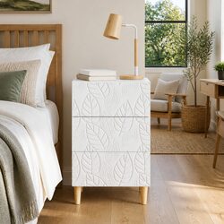 White Modern Nightstand with Storage Drawer