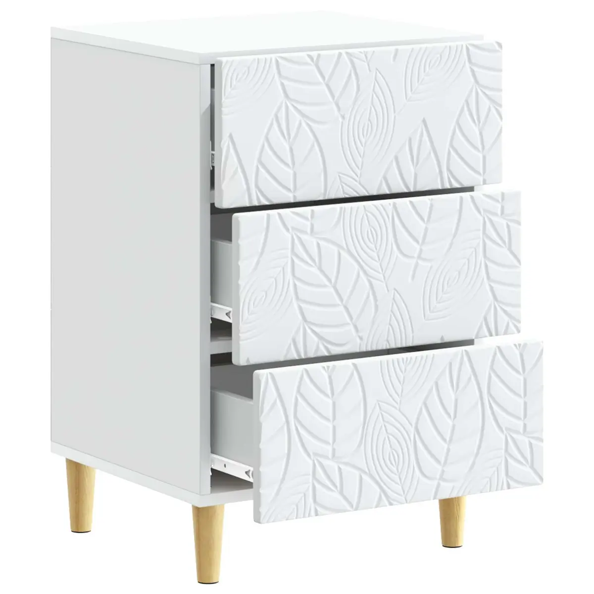 White Modern Nightstand with Storage Drawer