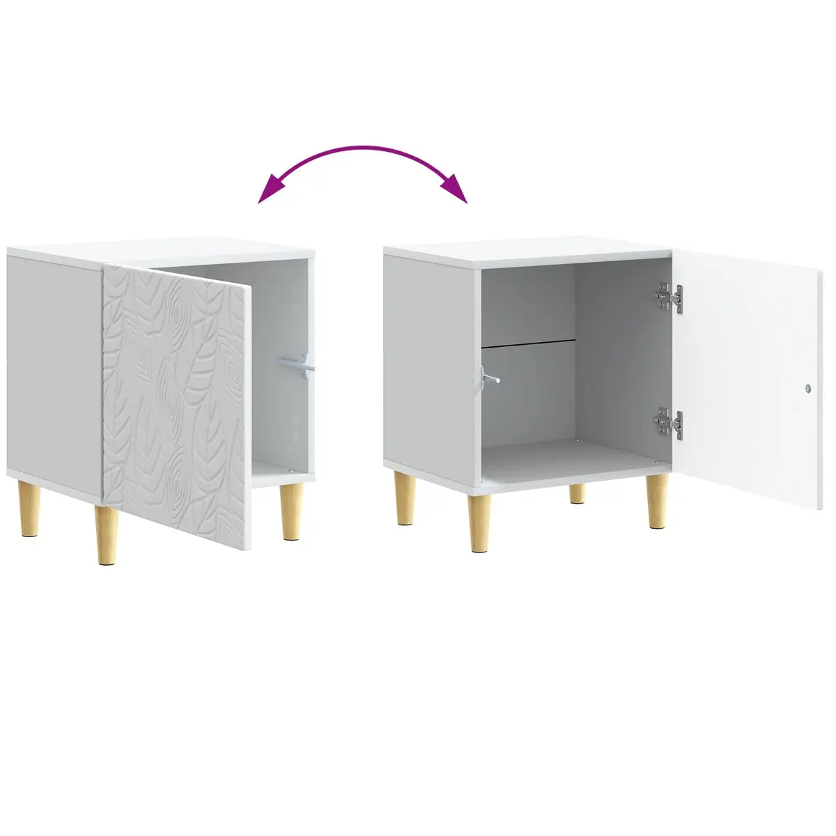 Bedside Table White 43 x 34.5 x 50 cm Modern Bedroom Nightstand Storage
