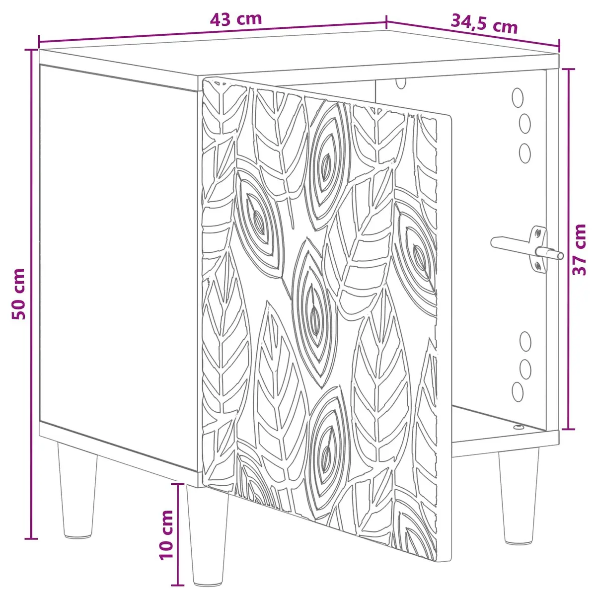 Bedside Table White 43 x 34.5 x 50 cm Modern Bedroom Nightstand Storage
