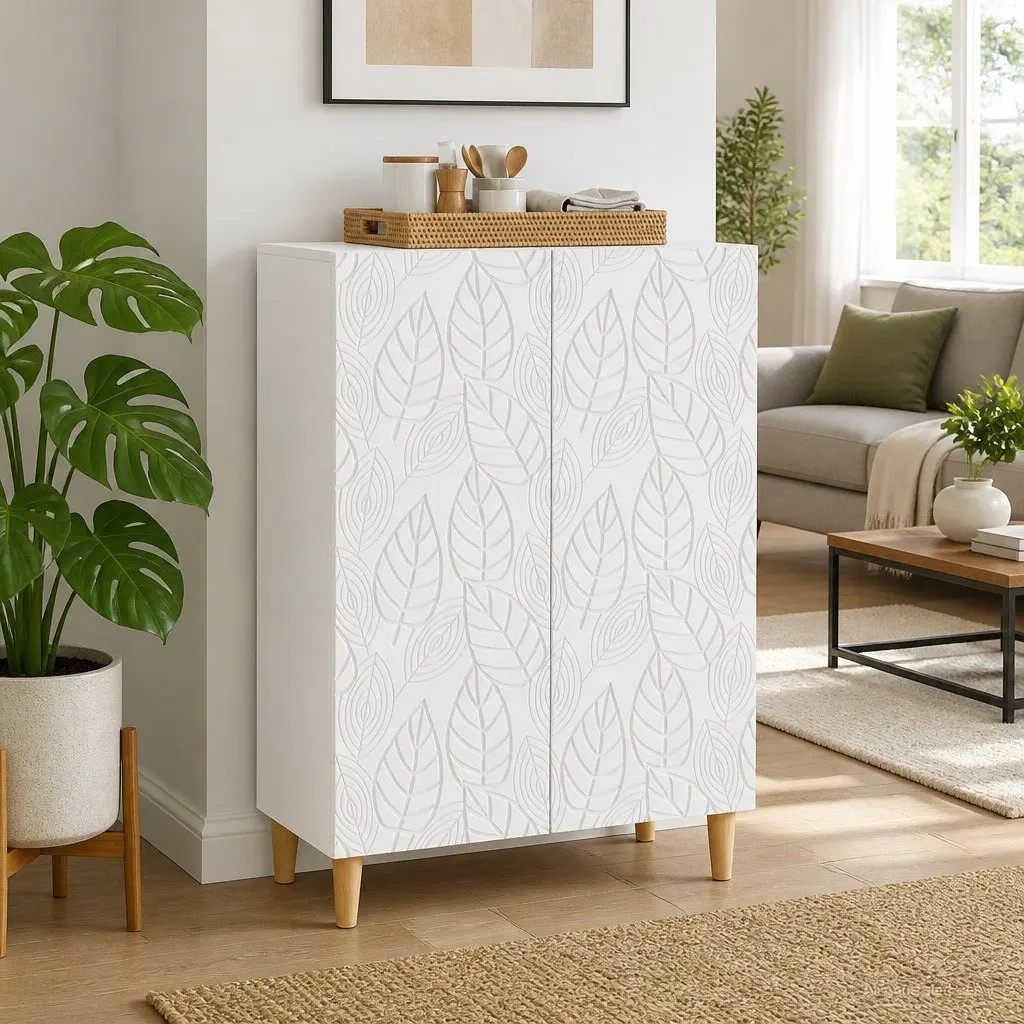 Sideboard Cabinet White Contemporary 66 x 34.5 x 90 cm Engineered Wood