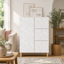 Elegant White Sideboard Storage Cabinet 66x34.5x90cm