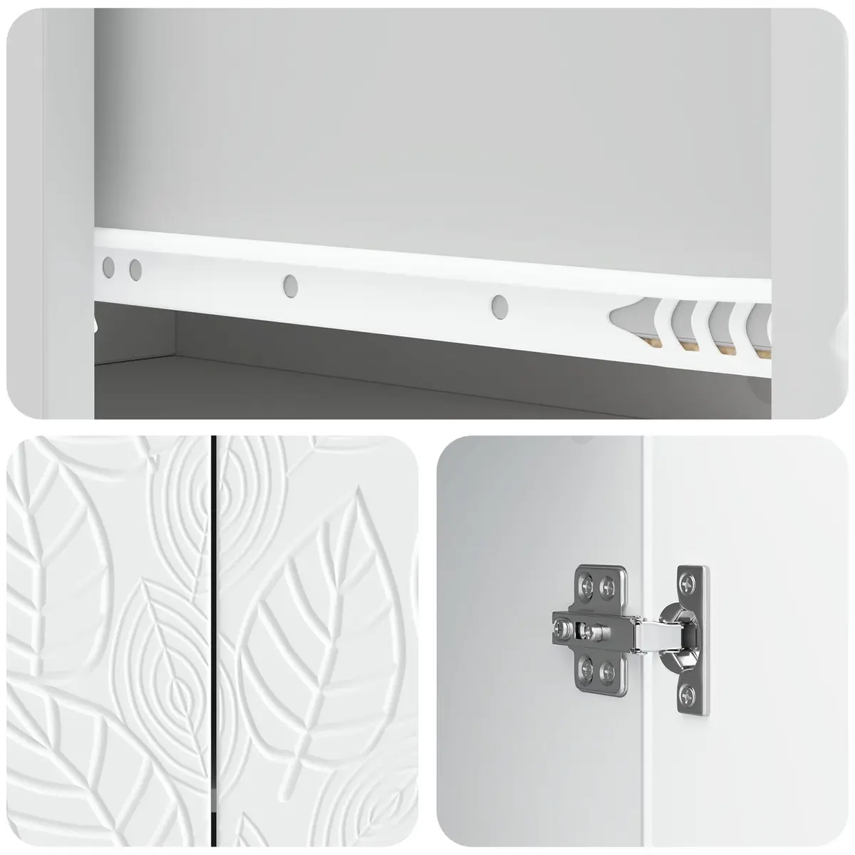 White Sideboard Storage Cabinet 66x34.5x90cm