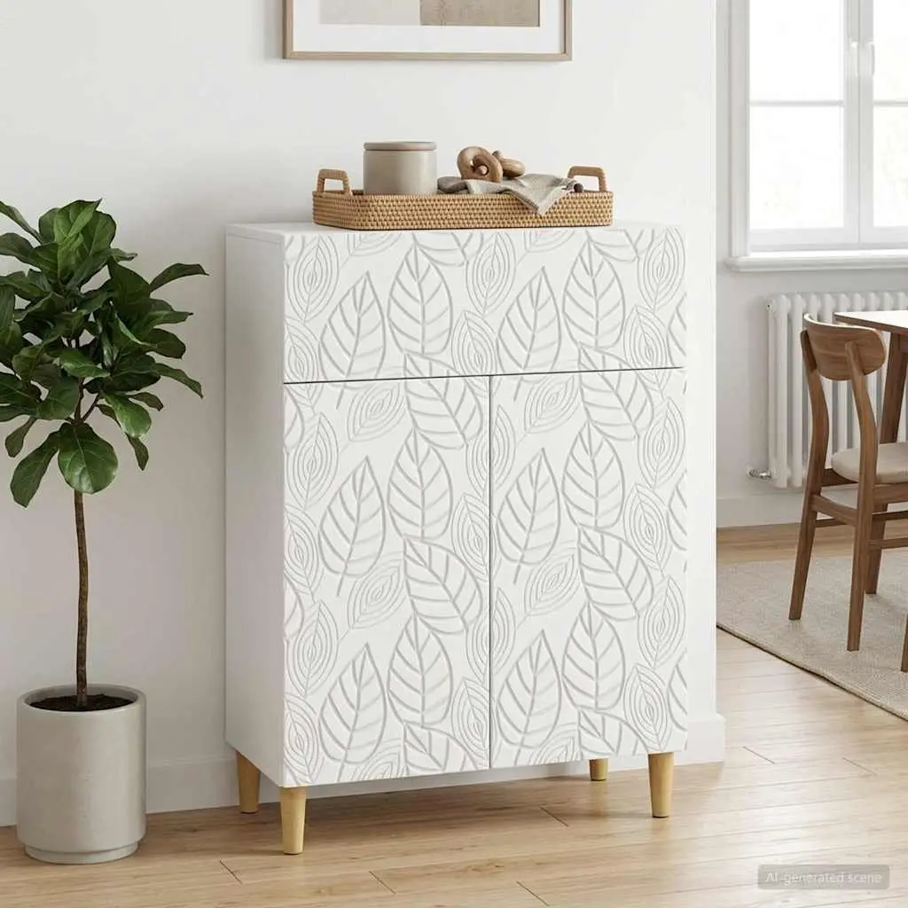 White Sideboard Storage Cabinet with Swing Doors