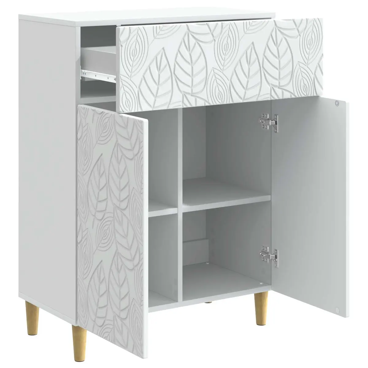 White Sideboard Storage Cabinet with Swing Doors