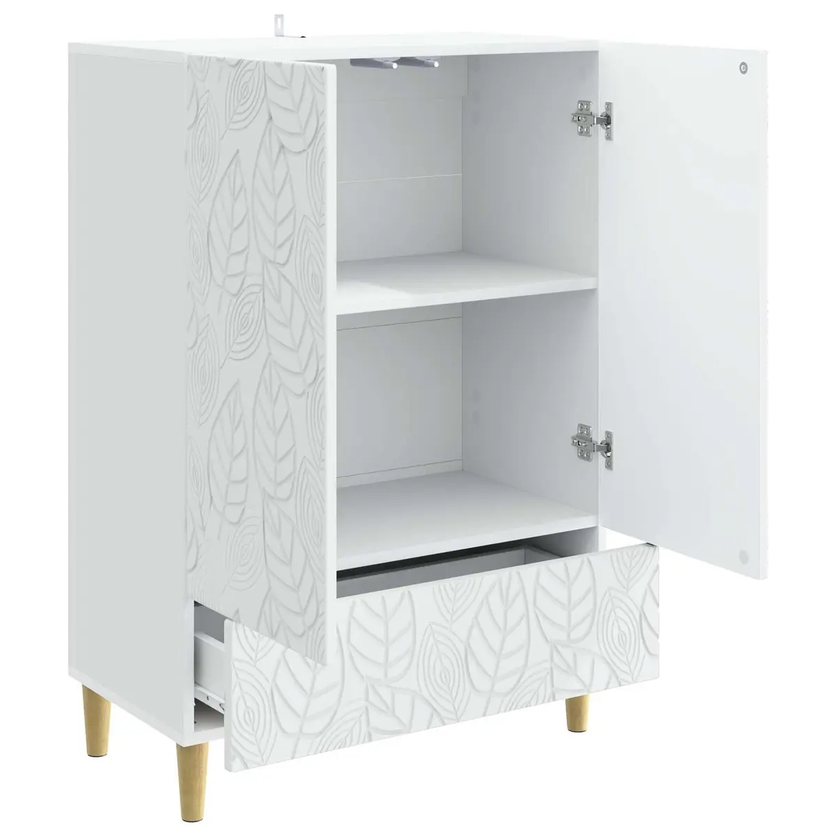 Sideboard White Rectangular 66x34.5x95cm Engineered Wood with Solid Eucalyptus Legs