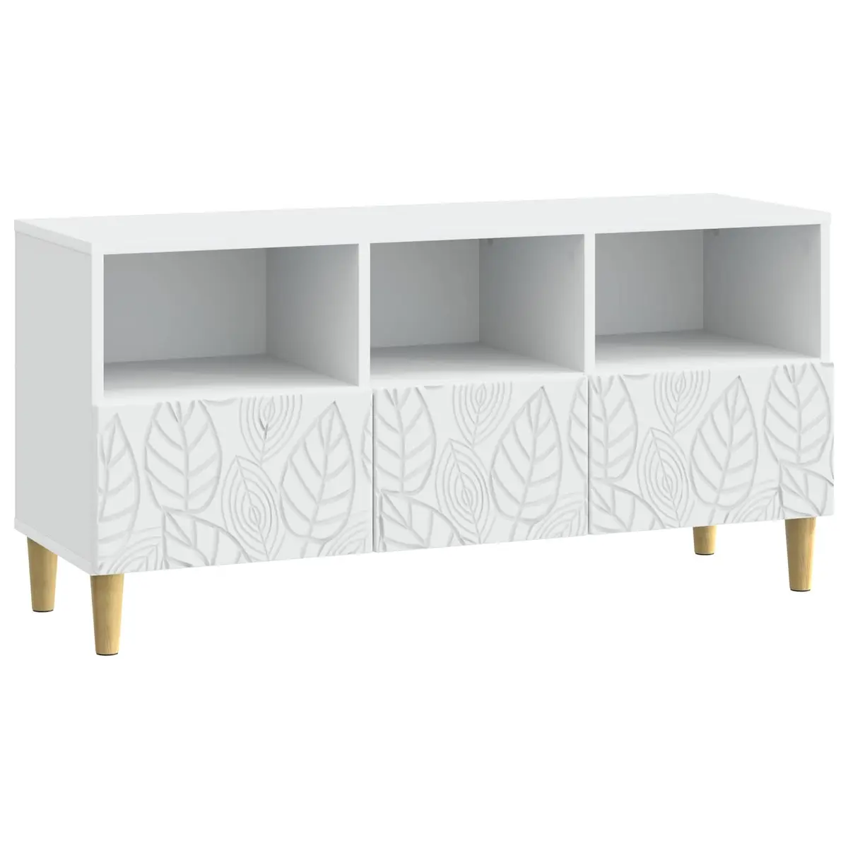 White TV Cabinet Modern Storage Unit 102 x 34.5 x 50 cm Engineered Wood with Eucalyptus Legs