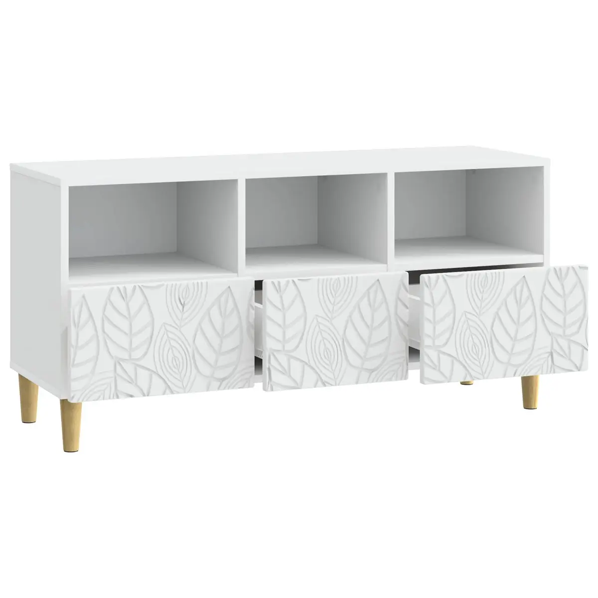 White TV Cabinet Modern Storage Unit 102 x 34.5 x 50 cm Engineered Wood with Eucalyptus Legs