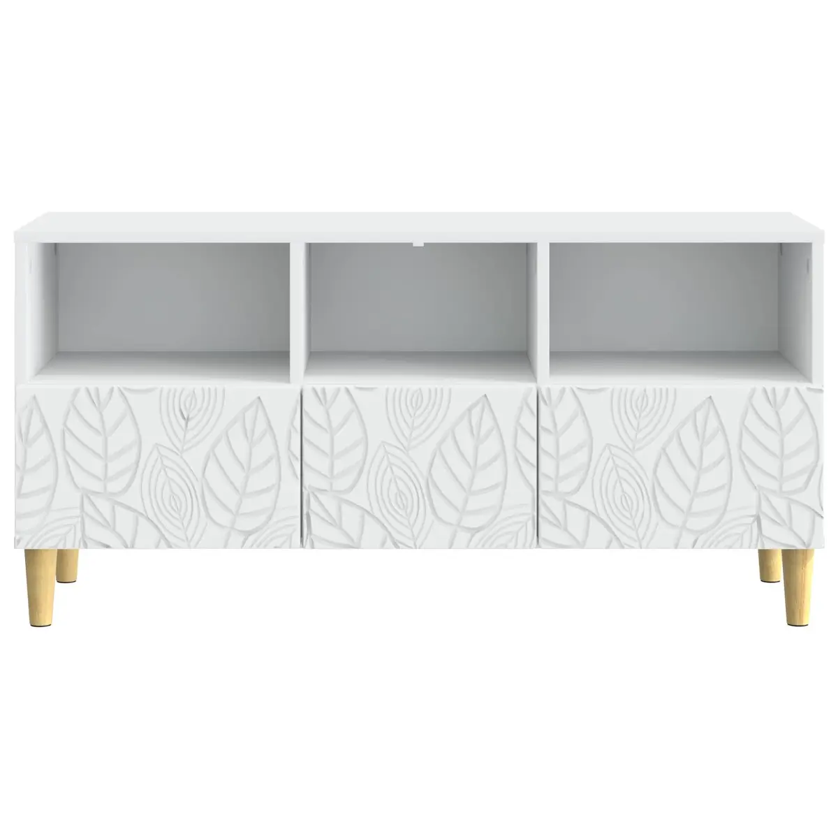 White TV Cabinet Modern Storage Unit 102 x 34.5 x 50 cm Engineered Wood with Eucalyptus Legs