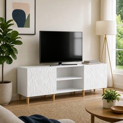 Modern White TV Cabinet for Living Room Storage 150cm