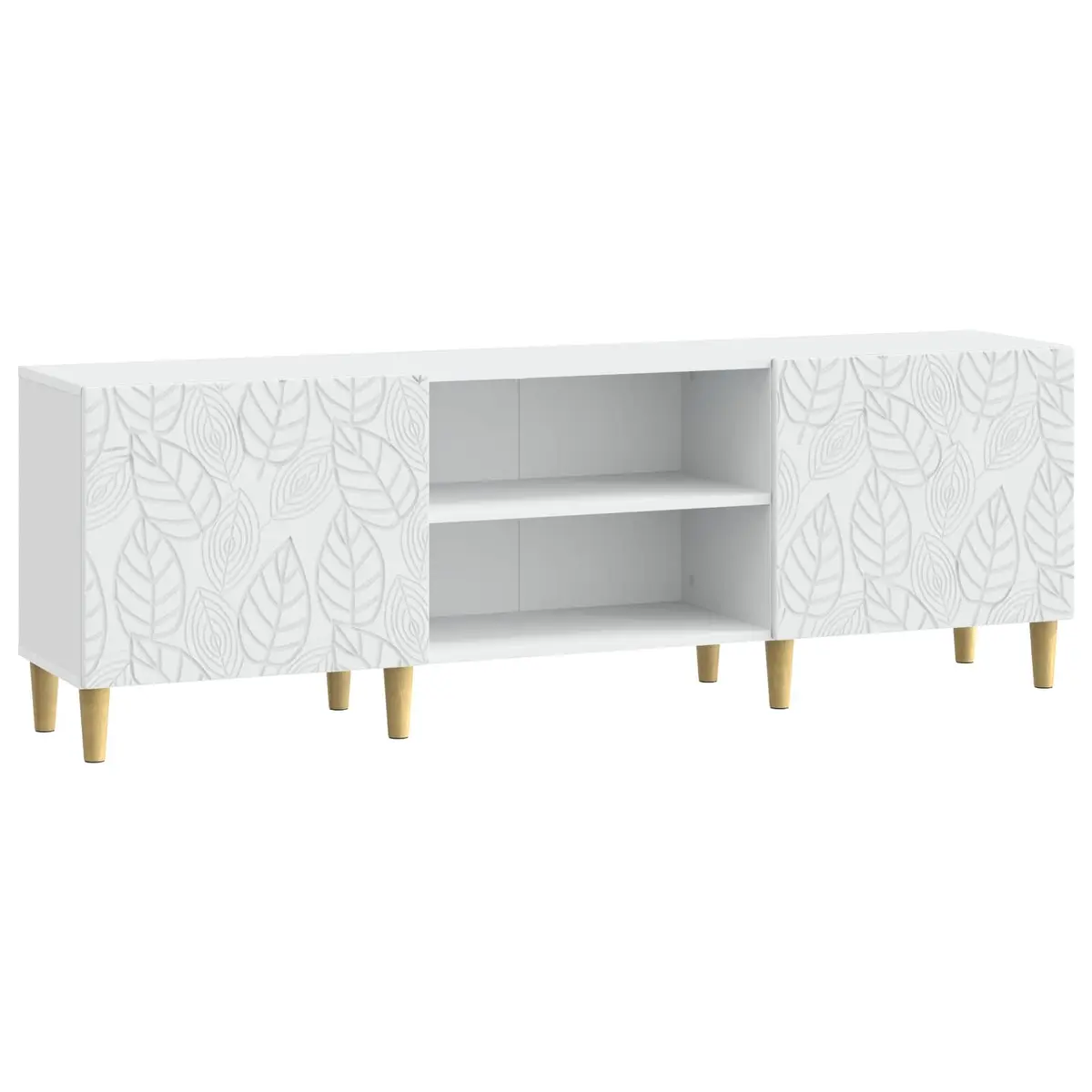 TV Cabinet White Engineered Wood Living Room Storage Unit 150cm Modern Design