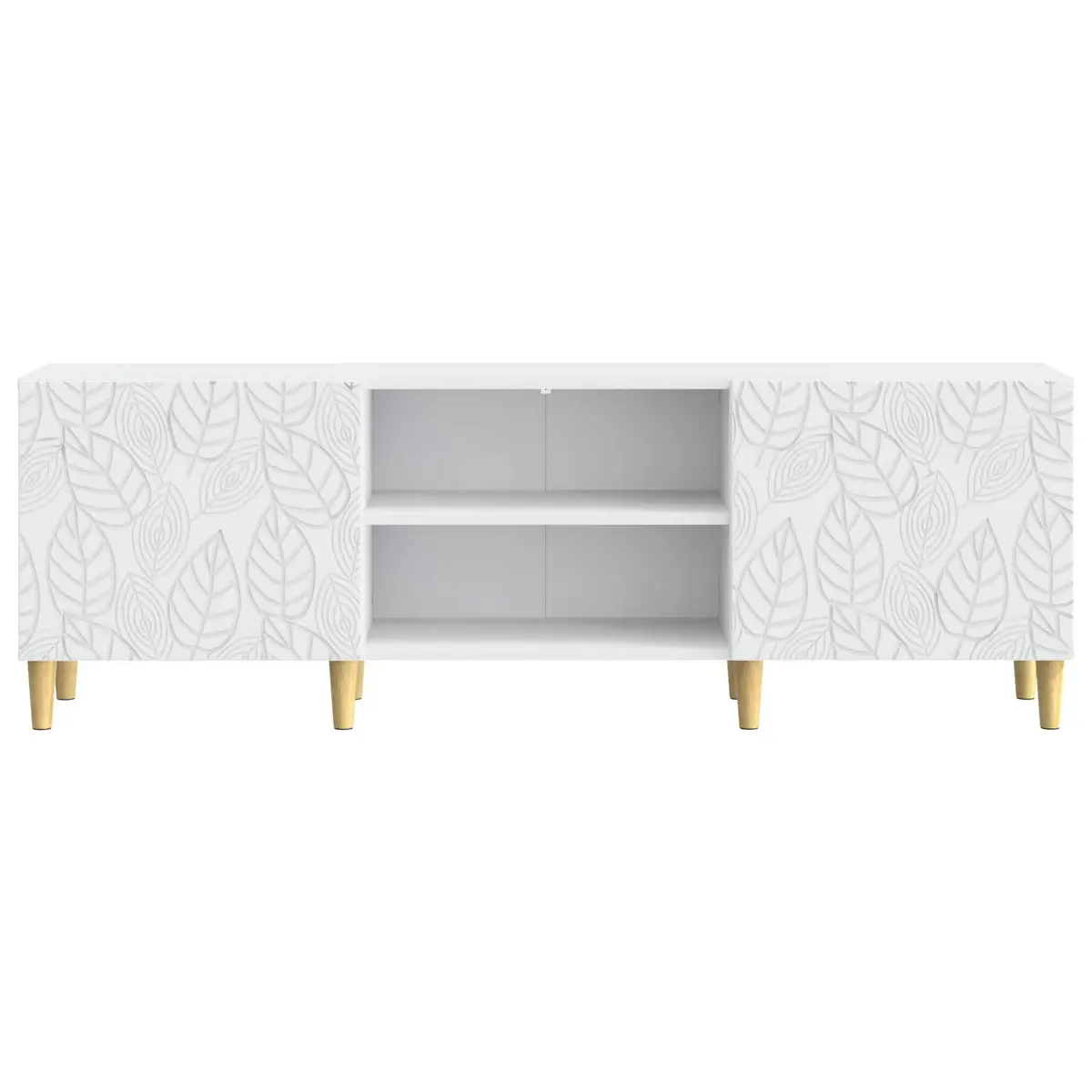 TV Cabinet White Engineered Wood Living Room Storage Unit 150cm Modern Design