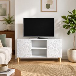 Elegant White Engineered Wood TV Cabinet for Living Spaces