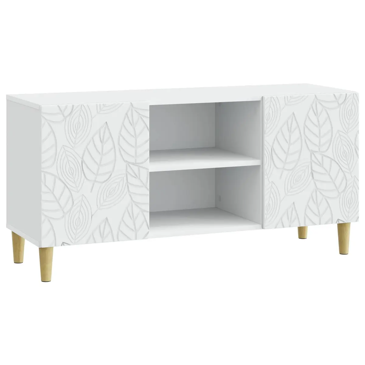 White Engineered Wood TV Cabinet for Living Spaces