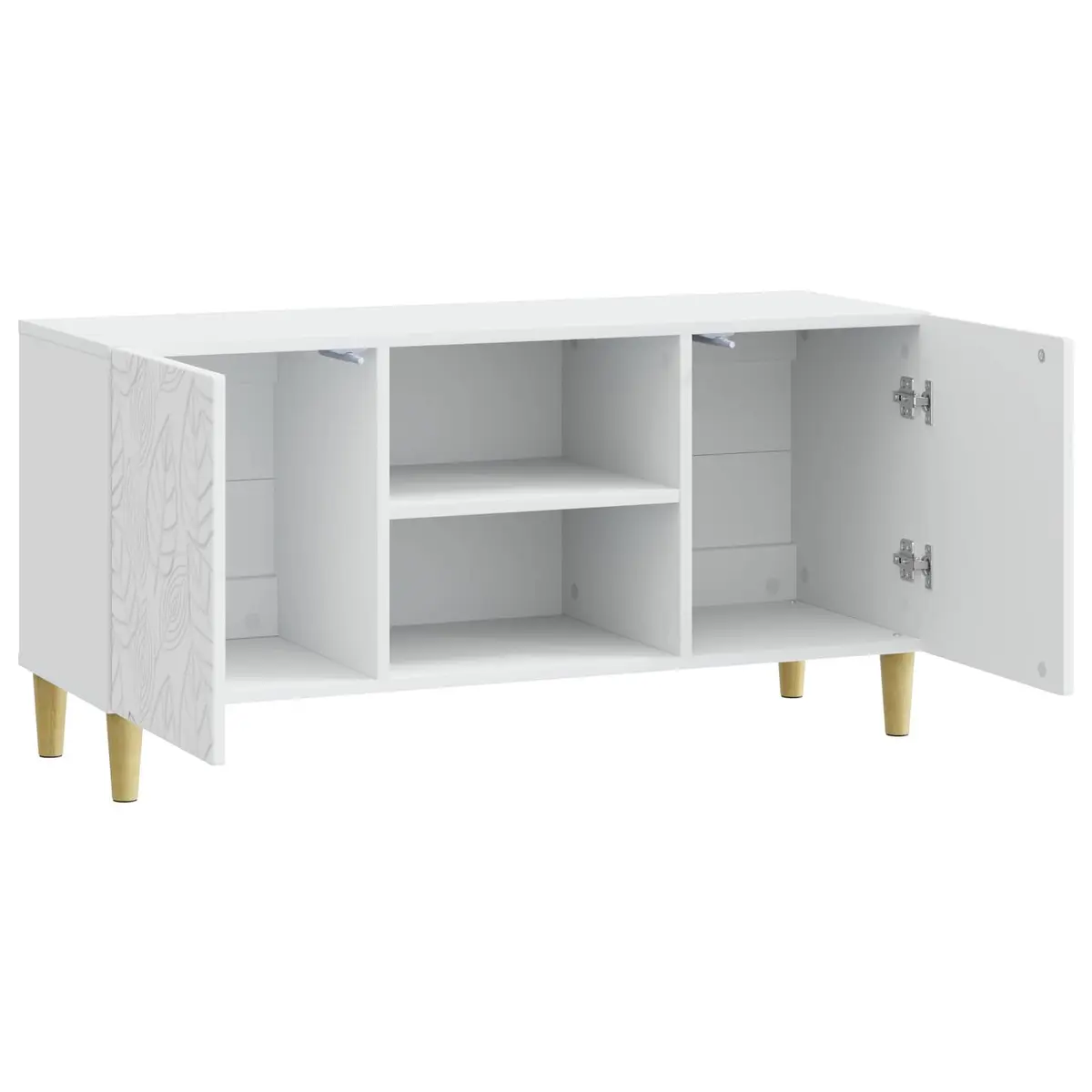 White Engineered Wood TV Cabinet for Living Spaces