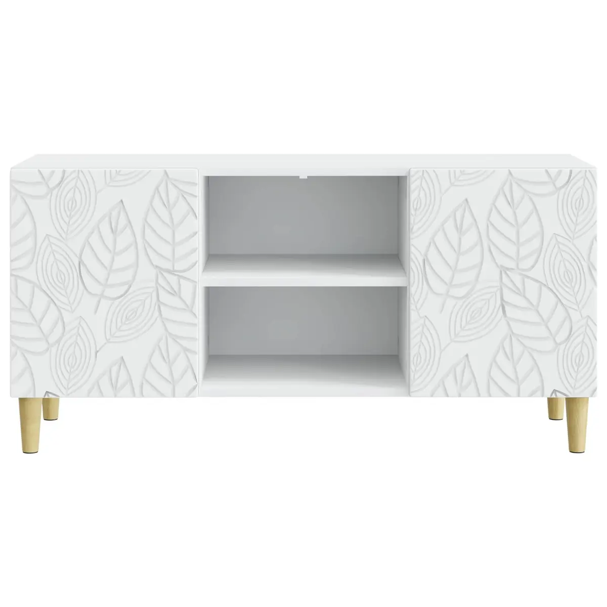 White Engineered Wood TV Cabinet for Living Spaces