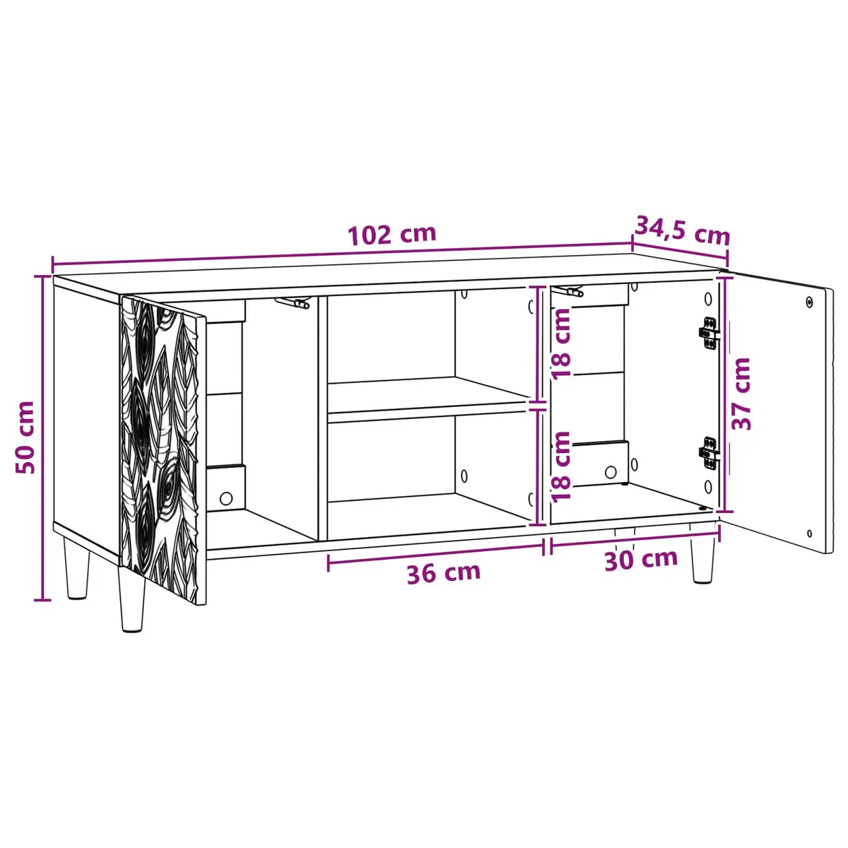 White Engineered Wood TV Cabinet for Living Spaces
