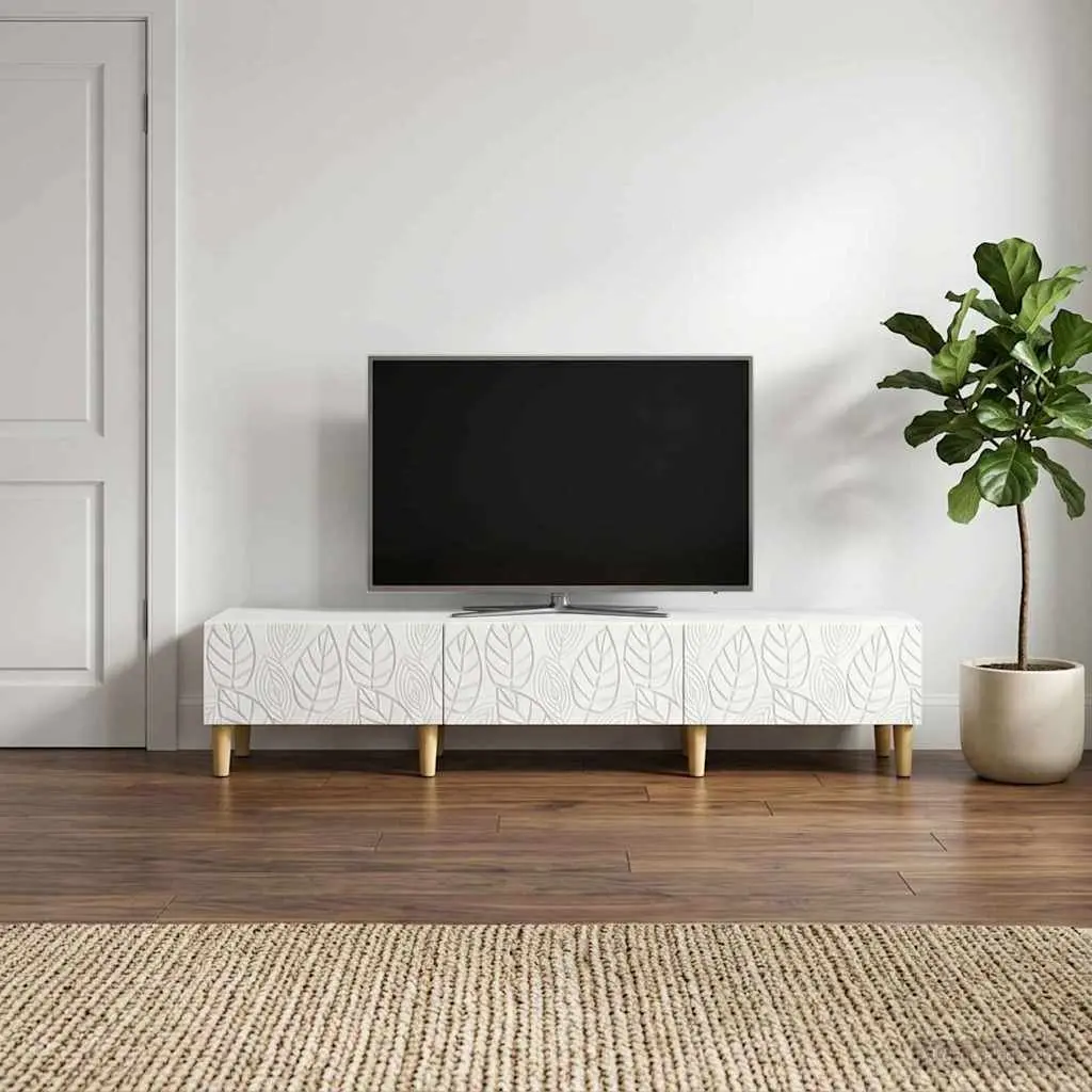 TV Cabinet Vintage Style 147 x 34.5 x 30 cm White Engineered Wood Storage Unit